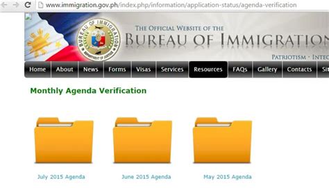 bureau of immigration agenda verification|Login .